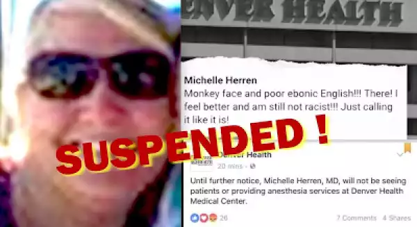 Doctor suspended for calling Michelle Obama "monkey face", insists she is not racist